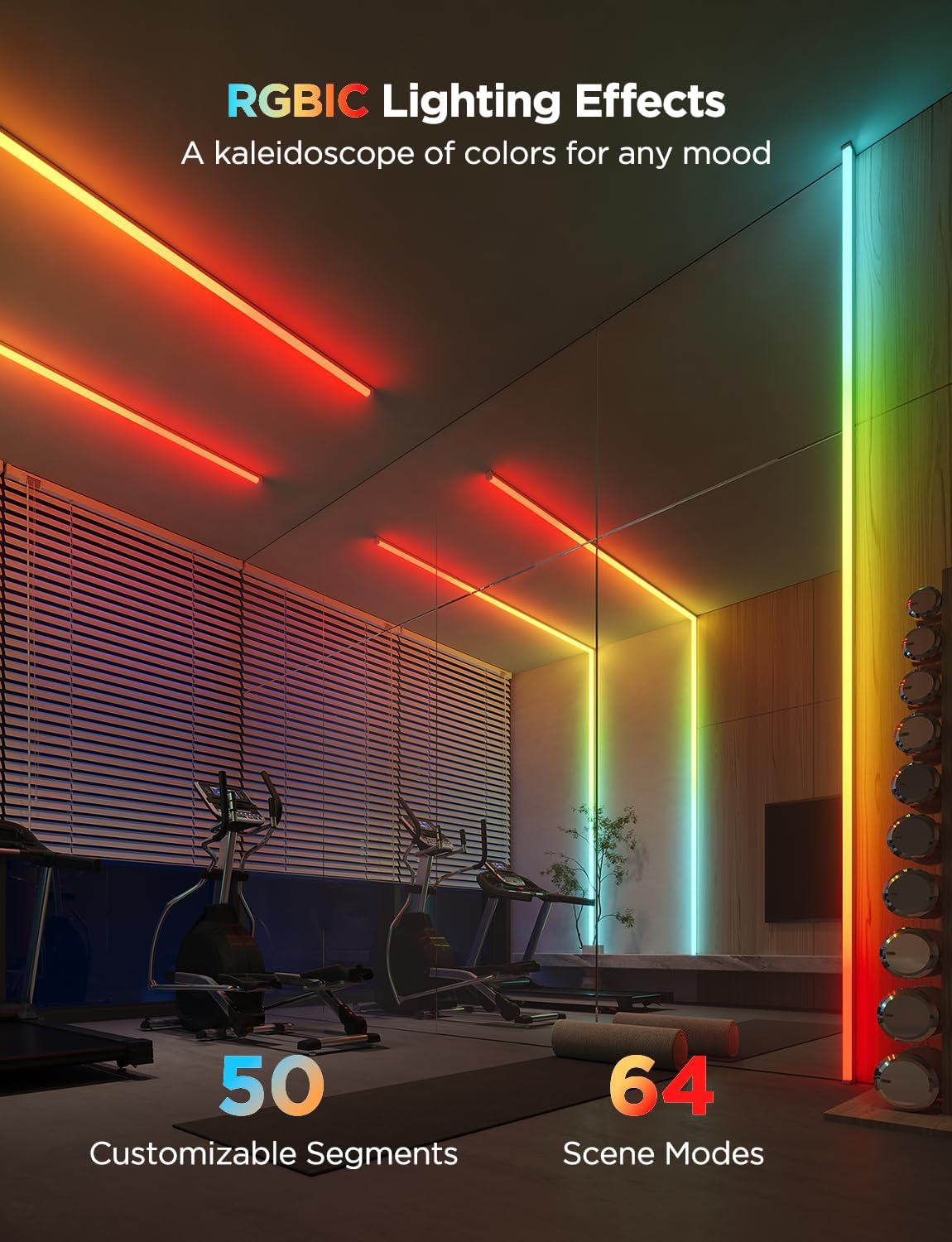 Govee RGBIC LED Strip Lights 5M with Covers خرید ریسه هوشمند ۵ متری روکش دار Govee RGBIC مدل H61B53D1DE